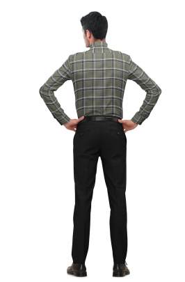 Olive Green Cotton Checkered Full Sleeves Shirt 1